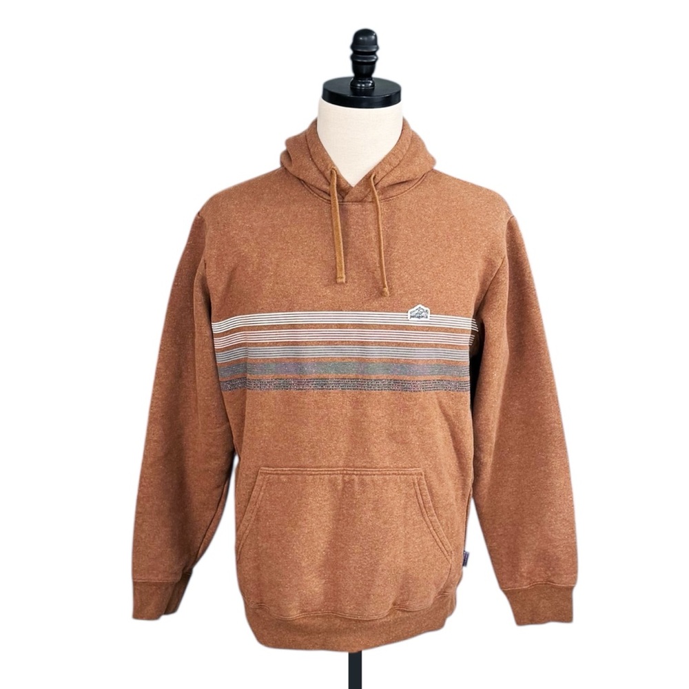 Patagonia Line Logo Ridge Stripe Uprisal Hoodie in Brown | LARGE - Picture 2 of 10